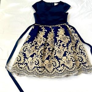 Kids - Rare Editions - size 8 - Blue and gold dress